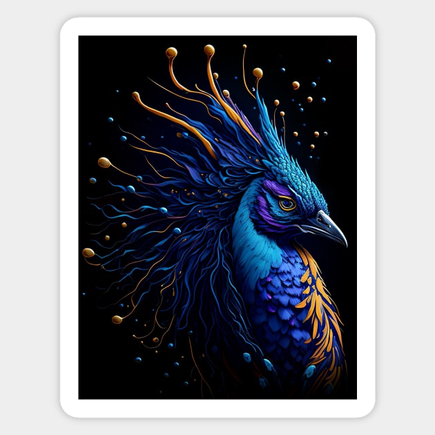 Splash Art of a Beautiful Peacock Sticker by allovervintage